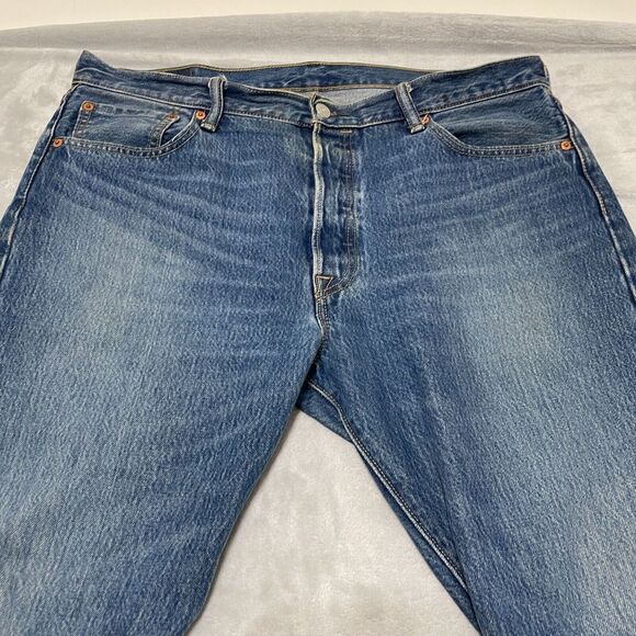 Levis 501XX Jeans Mens 36x34 (39x34) Blue Denim Button Fly 5 Pocket Distressed - Picture 4 of 14